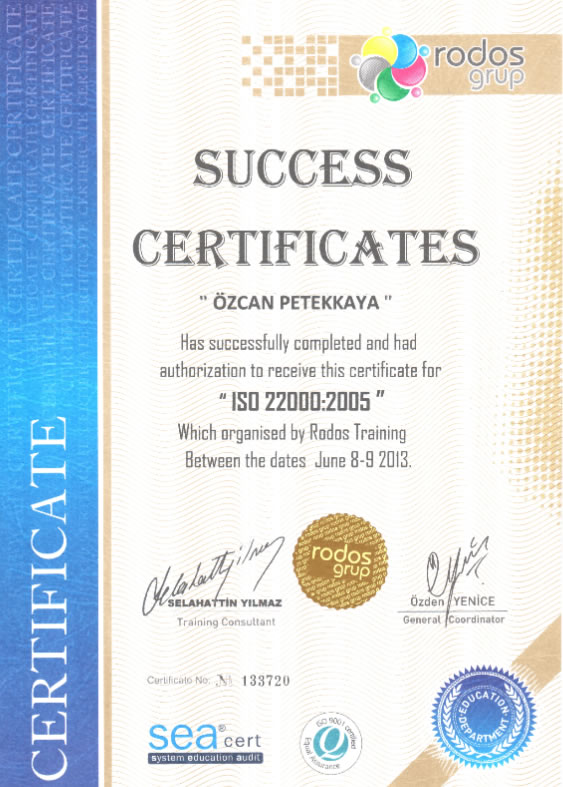 ISO 22000 Sertifikamız